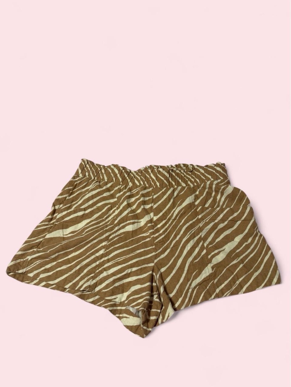 a new day Brown and Cream Zebra-Print Elastic Waist Shorts